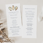 Kust Waterverf Oester Bruiloft Programmakaart