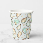 Kust Waterverf Oester & Parel Patroon Papieren Bekers (Voorkant)