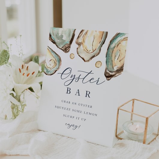 Kust Waterverf Oyster Bar Sign Reclamebord Met Voetstuk