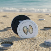 Kust Waterverf Oyster bruiloft gunst Button Flesopener