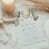 Kust Waterverf Oyster & Pearl Wedding Kaart