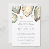 Kust Waterverf Oyster & Pearl Wedding Kaart (Voorkant)