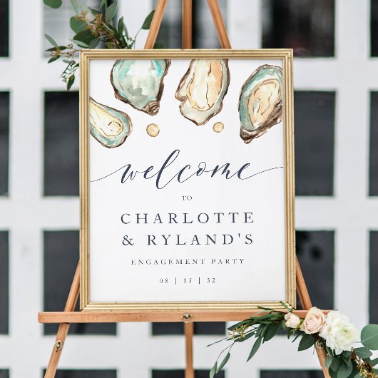 Kust Waterverf Oyster & Pearl Welcome Sign Poster