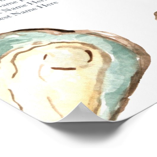 Kust Waterverf Oyster Trouwstoel Grafiek Poster (Hoek)