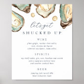 Kust Waterverf Oyster Wedding Bar Menu Sign Poster (Voorkant)
