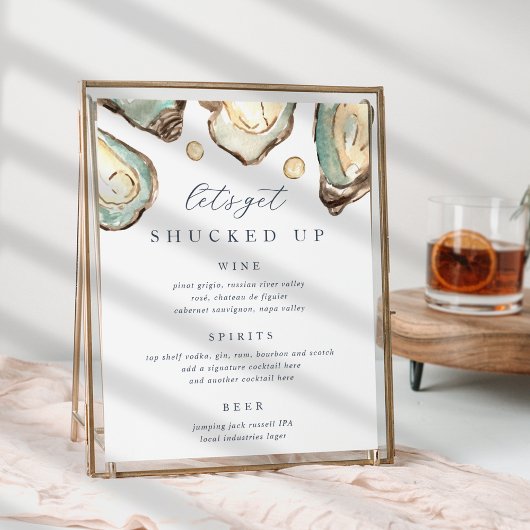 Kust Waterverf Oyster Wedding Bar Menu Sign Poster