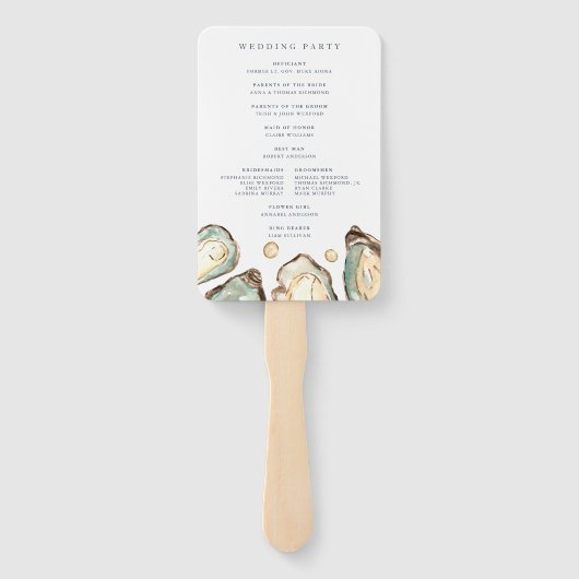 Kust Waterverf Oyster Wedding Programma Handwaaier (Achterkant)