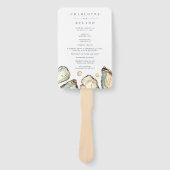 Kust Waterverf Oyster Wedding Programma Handwaaier (Voorkant)