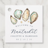 Kust Waterverf Oyster Wedding Welkom Bedankjes Labels (Voorkant)