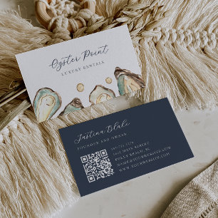 Kust Waterverf Pearl & Oyster QR Code Visitekaartje