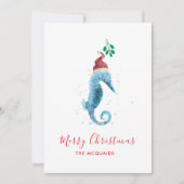 Kust Waterverf SeaHorse Kerstvakantie Feestdagenkaart (Voorkant)