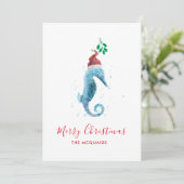 Kust Waterverf SeaHorse Kerstvakantie Feestdagenkaart (Staand voorkant)