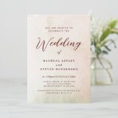 Kust Waterverf Sepia Elegant Huwelijk Kaart (Staand voorkant)