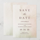 Kust Waterverf Sepia elegant Save the Date Kaart (Voorkant / Achterkant)
