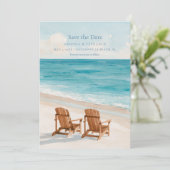 Kust Waterverf Strand Foto Save The Date (Staand voorkant)