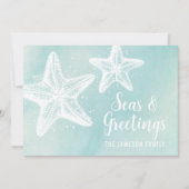 Kust Waterverf Strand Kerst Feestdagenkaart (Voorkant)