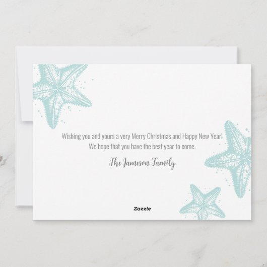 Kust Waterverf Strand Kerst Feestdagenkaart (Achterkant)