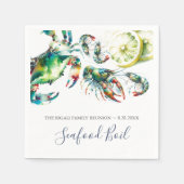 Kust Waterverf Vis en zeevruchten gepersonaliseerd Servet (Voorkant)