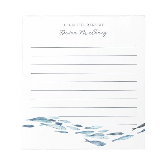 Kust Waterverf Vis gepersonaliseerd gevoerd Notitieblok (Voorkant)