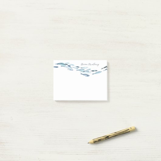 Kust Waterverf Vis gepersonaliseerd Post-it® Notes (Op bureau)