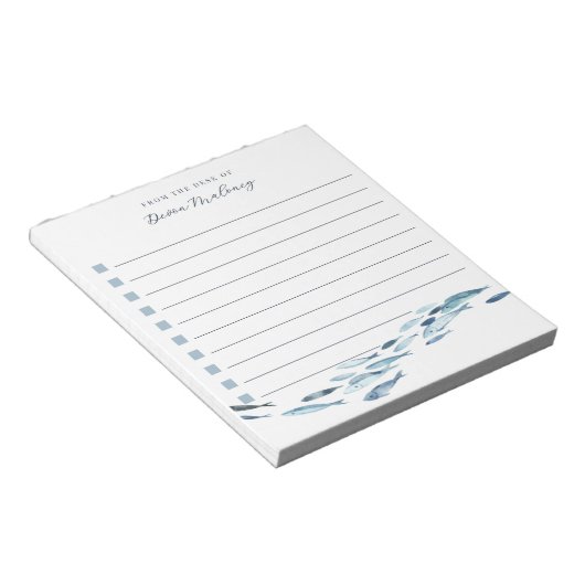 Kust Waterverf Vis gepersonaliseerde Lined To-Do Notitieblok (Schuin)