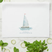 Kust Waterverf Zeilboot Theedoek (Gevouwen)