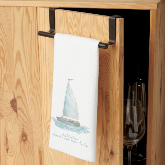 Kust Waterverf Zeilboot Theedoek (Derde Gevouwen)