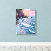 Kust Watervlokschemering Waterverfschilderij Canvas Afdruk (Insitu (Houten vloer))