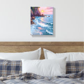 Kust Watervlokschemering Waterverfschilderij Canvas Afdruk (Insitu (Slaapkamer))