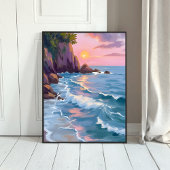 Kust Watervlokschemering Waterverfschilderij Poster