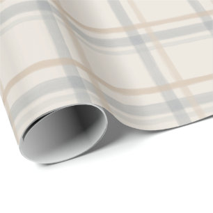 Kust Windowpane Plaid in Mist Blauwen Zand Cadeaupapier