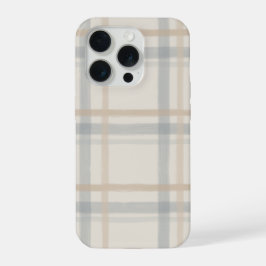 Kust Windowpane Plaid in Mist Blauwen Zand iPhone 15 Pro Case