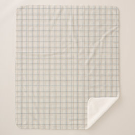 Kust Windowpane Plaid in Mist Blauwen Zand Sherpa Deken