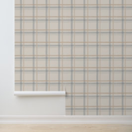 Kust Windowpane Plaid in Mist en Zand Behang