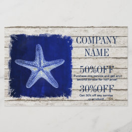 kust witgeschilderd hout nautisch blauw zeester flyer