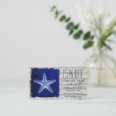 kust witgewassen hout nautische blauwe zeester visitekaartje (Staand voorkant)