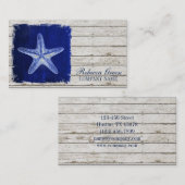 kust witgewassen hout nautische blauwe zeester visitekaartje (Voorkant / Achterkant)