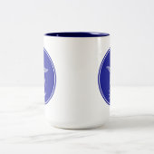 Kust Witte Zeester op Navy Blauwe Monogram Tweekleurige Koffiemok (Center)