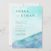 Kust Zee Glas 2 Blauwgroen Lavendel Elegante bruil Kaart (Voorkant)