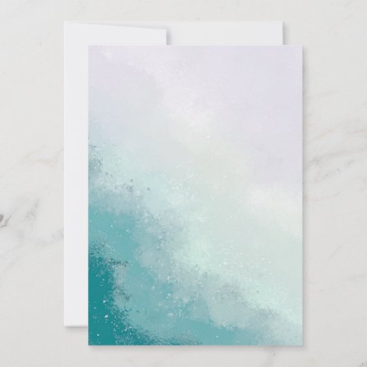 Kust Zee Glas Blauwgroen Lavendel Modern Wedding Kaart (Achterkant)