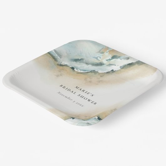 Kust Zee Golf Zand Strand Nautisch Bruidsdiner Papieren Bordje (Gebogen)