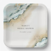 Kust Zee Golf Zand Strand Nautisch Bruidsdiner Papieren Bordje (Voorkant)