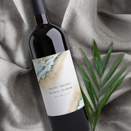 Kust Zee Golf Zand Strand Nautisch Bruidsdiner Wijn Etiket