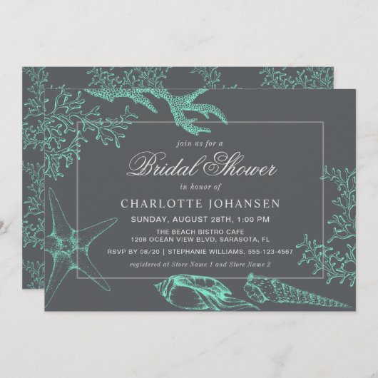 Kust Zee Koraal Nautisch Thema Vrijgezellenfeest Kaart (Voorkant / Achterkant)