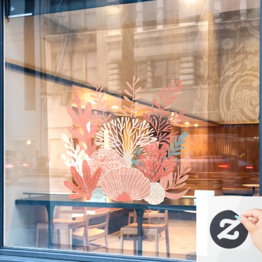 Kust/zee koraalrif raamsticker (Cafe Raam)