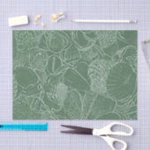 Kust Zee Schelp Strand Groen Witte Decoupage Tissuepapier (Craft)