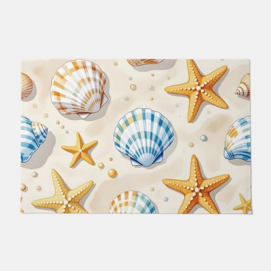 Kust Zee Schelp Zeester Strand Patroon Deurmat (Voorkant)