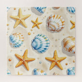 Kust Zee Schelp Zeester Strand Patroon Legpuzzel (Horizontaal)