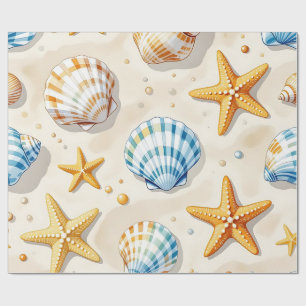 Kust Zee Sterrenster Strand Patroon Cadeaupapier