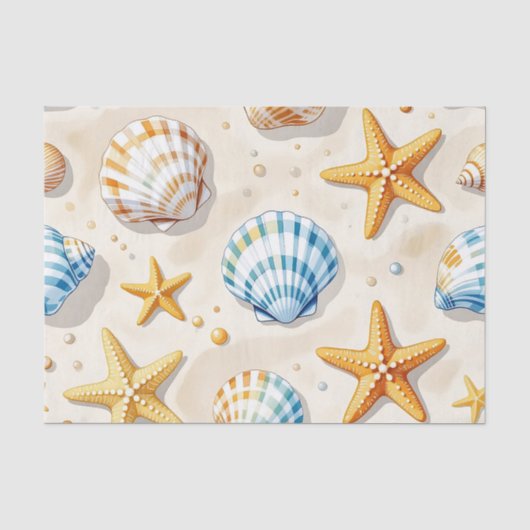 Kust Zee Sterrenster Strand Patroon Tissuepapier (Voorkant)